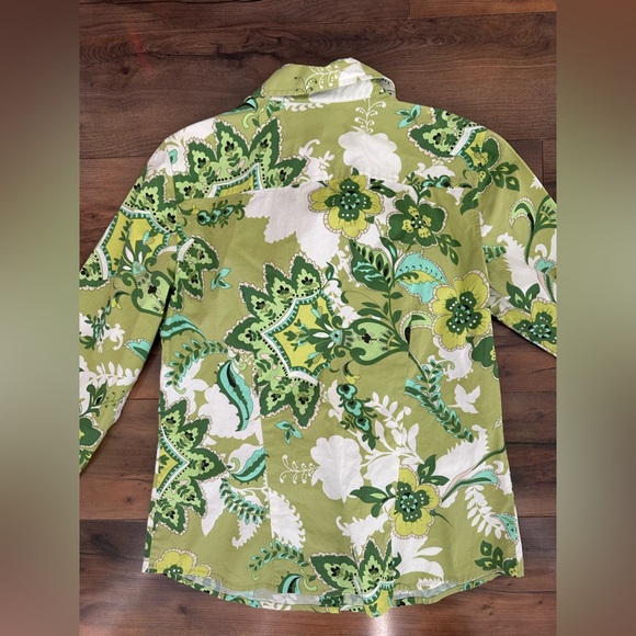 Ann Taylor Floral Button Down Shirt Size 8 | Green Paisley Print • Cottagecore - Picture 7 of 7